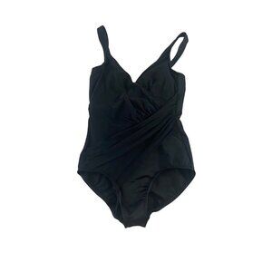 Miraclesuit Women's Black Front Twist One Piece Swim Suit - 10